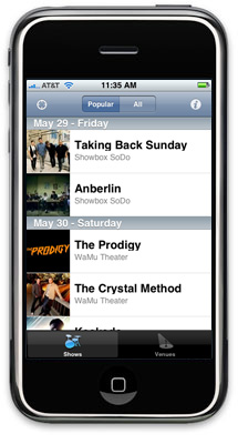 concerts screenshots 4 iLikeâ€™s iPhone app to find nearby shows