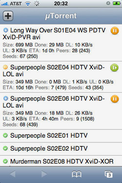 iPhone uTorrent UI