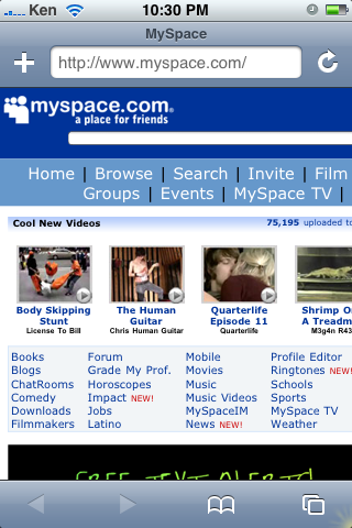 iPhone myspace